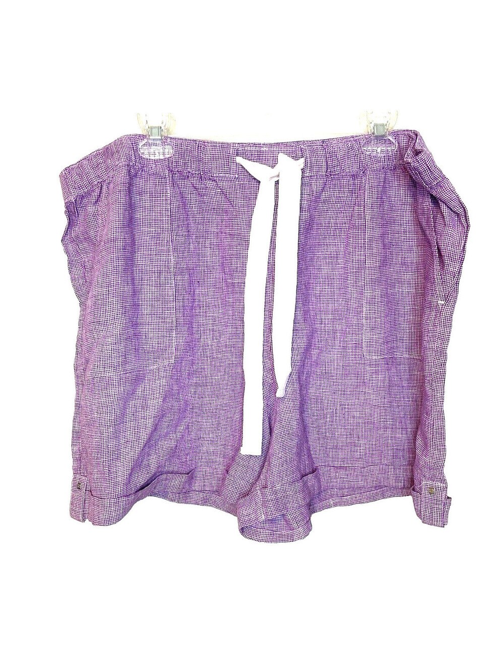 ELLEN TRACY WOMENS PURPLE(LILAC)/WHITE,PLAID PULL ON SHORTS Size XXL Drawstring